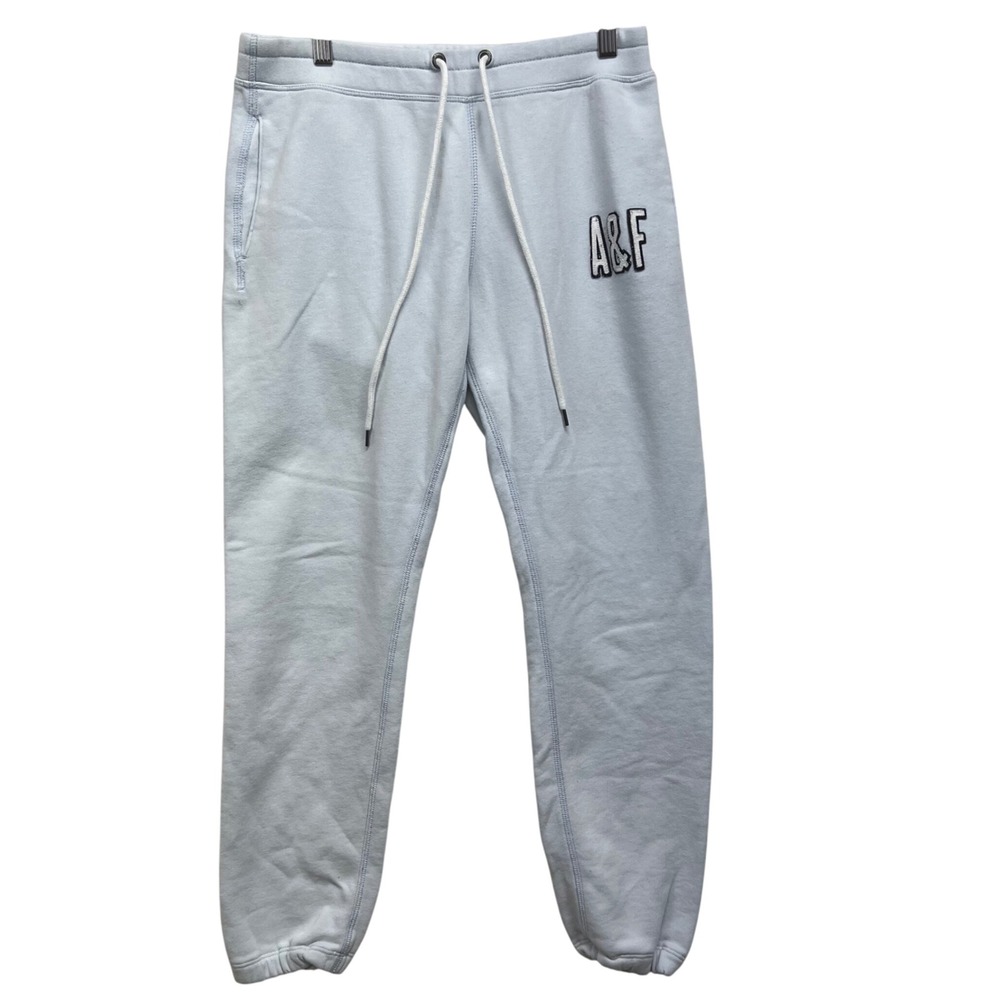 VTG Abercrombie &‎ Fitch Light Blue A&F Logo Sweatpants Joggers Size S